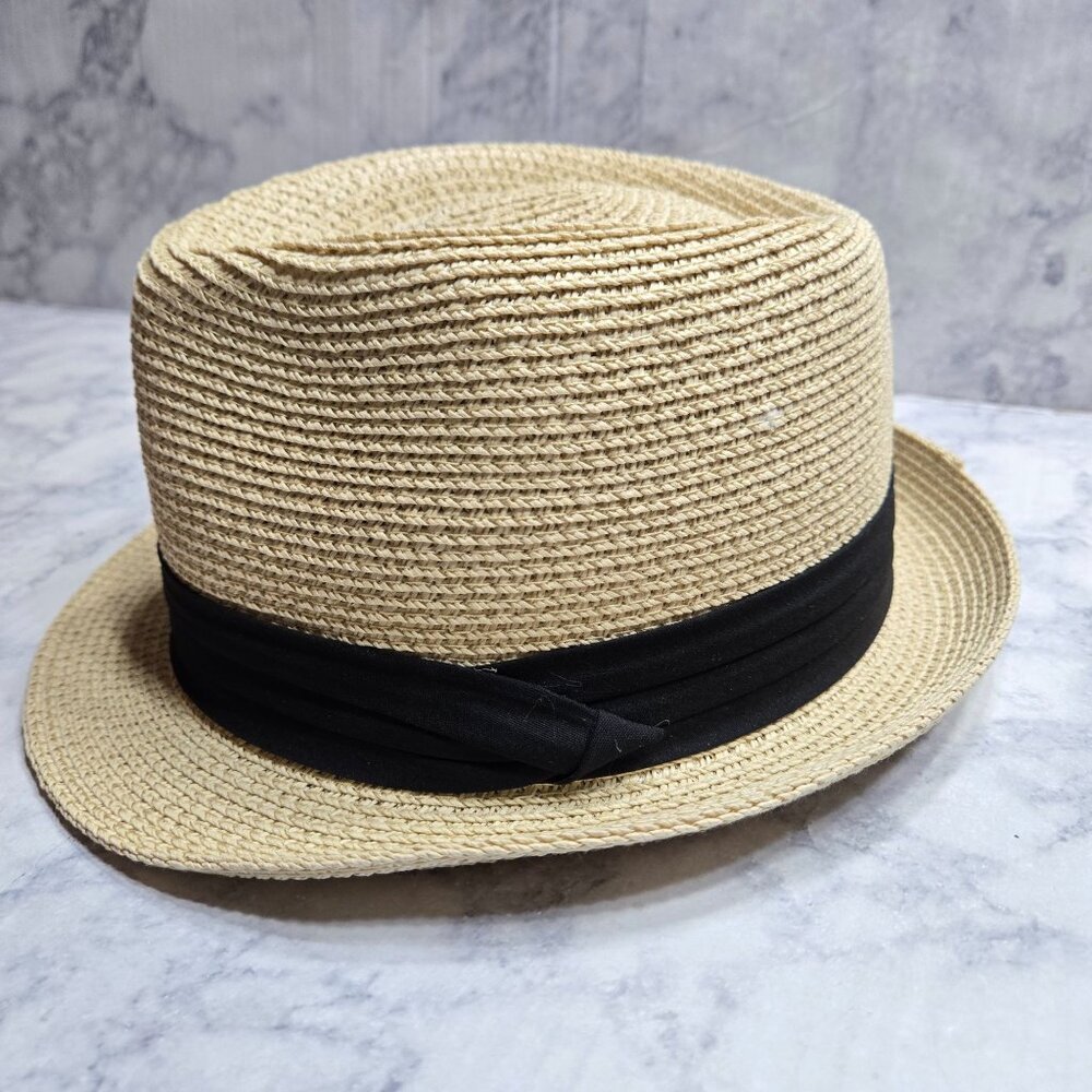 Lvaiz‎ Classic Straw Fedora Hat Black Ribbon Band Breathable Paper Straw Mob
